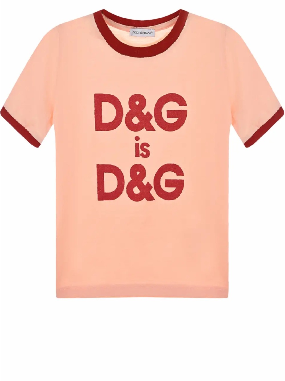 Dolce & Gabbana Peach Tee with Burgundy Logo and Trim